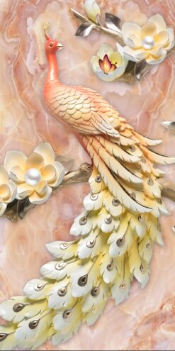 Bức hình chim công với bộ lông rực rỡ, sang trọng đầy cuốn hút.