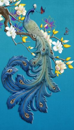 Bức hình chim công lộng lẫy, mang đến vẻ đẹp sang trọng cho không gian.