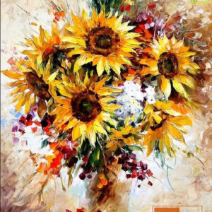 Bức hình hoa hướng dương tươi sáng, mang lại cảm giác vui vẻ, sống động.