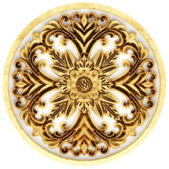 Bức tranh trừu tượng sáng tạo với gam màu vàng lấp lánh thu hút ánh nhìn.