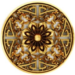 Bức họa trừu tượng rực rỡ với sắc vàng nhũ lấp lánh mê hoặc.