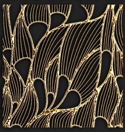 Tấm ảnh trừu tượng rực rỡ với những đường nét tinh tế và ánh nhũ vàng.