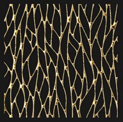 Bức tranh trừu tượng lấp lánh với ánh nhũ vàng quyến rũ.