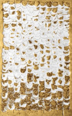 Bức tranh trừu tượng rực rỡ với những đường nhũ vàng quyến rũ.