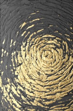 Bức tranh trừu tượng với ánh vàng nhũ lấp lánh đầy nghệ thuật.