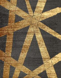 Bức tranh trừu tượng khoe sắc vàng nhũ lấp lánh đầy nghệ thuật.