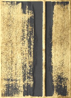 Bức tranh trừu tượng với ánh nhũ vàng, tạo nên sự huyền bí thú vị.