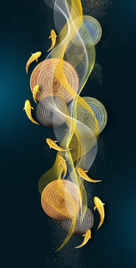 Nine koi fish feng shui 3D art