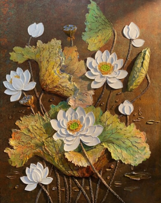 Luxurious gold lotus painting