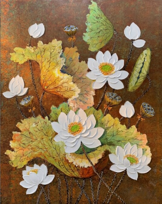 Fine art gold lotus painting