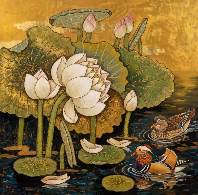 Lotus oil painting contemporary art