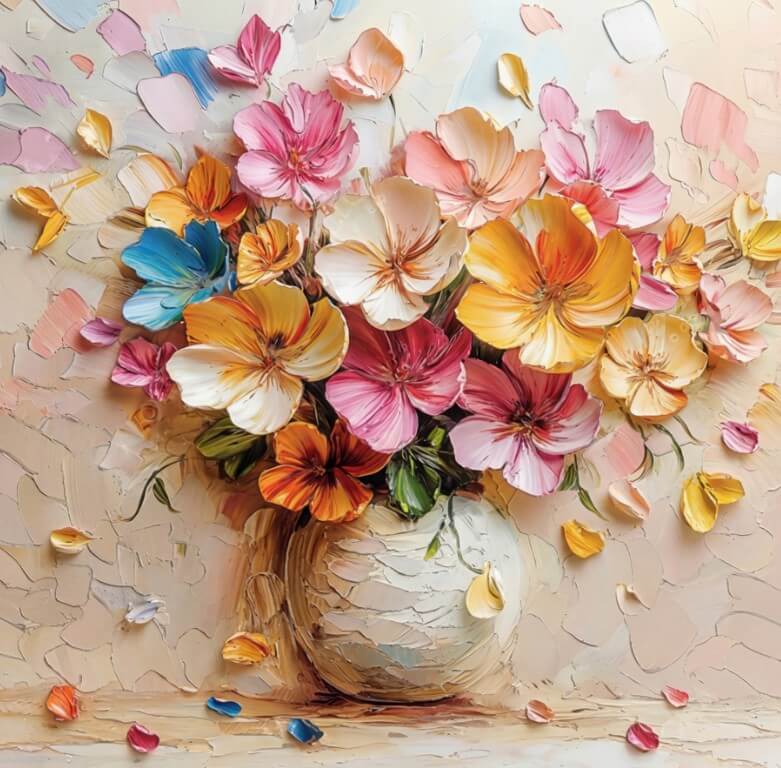 油絵ファイル：カラフルな花瓶 FA61 | File Ảnh