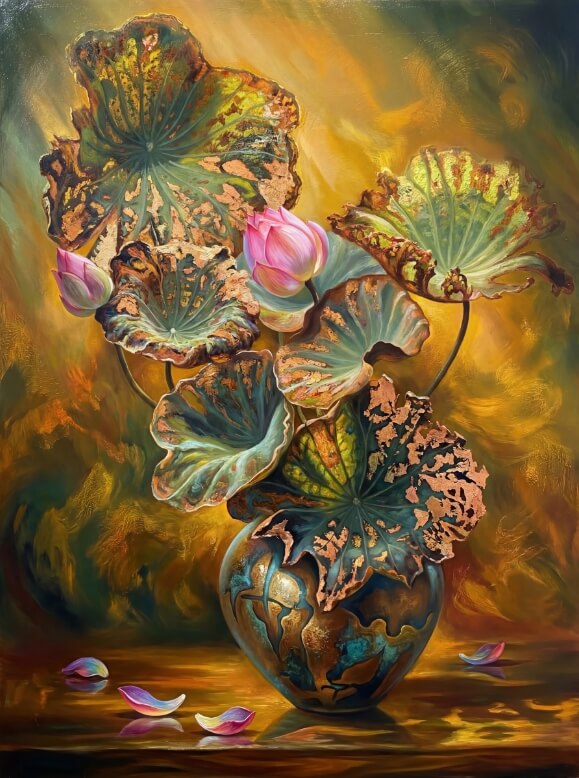 Contemporary lotus fine art painting