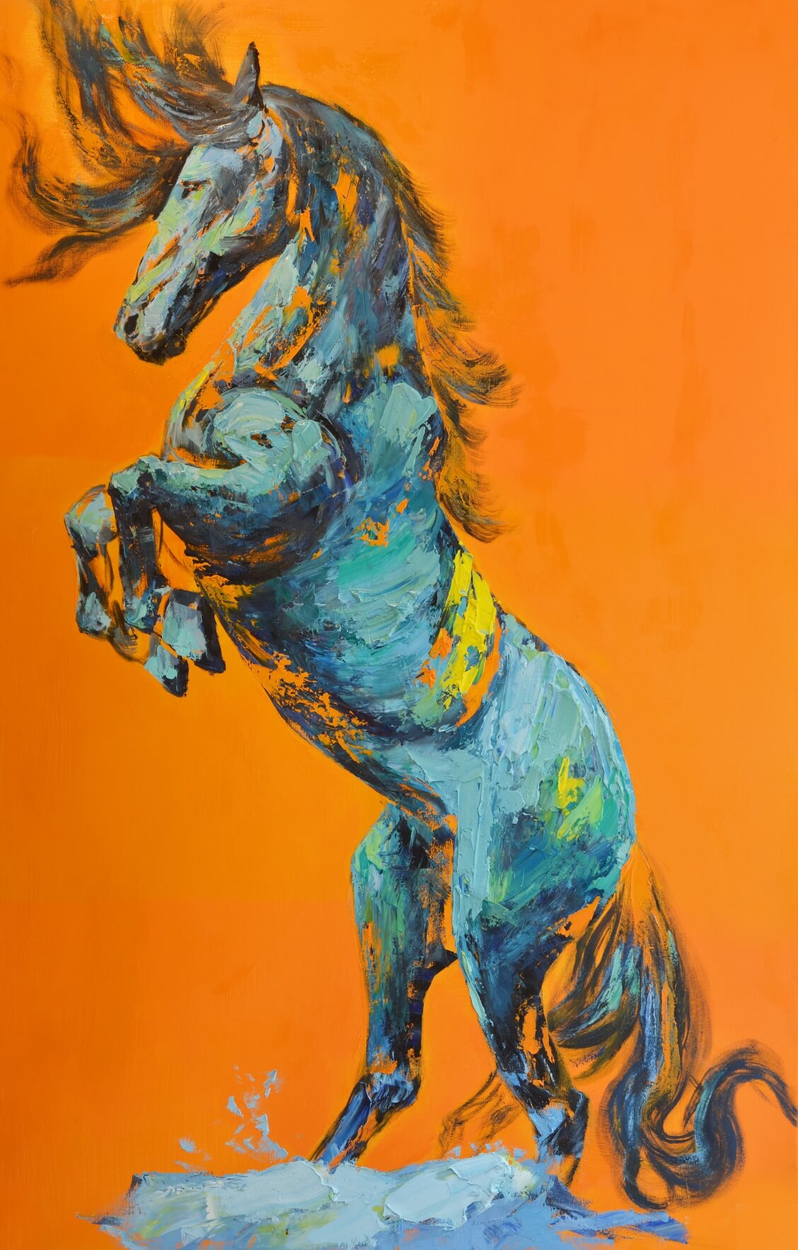 Galloping horse oil painting